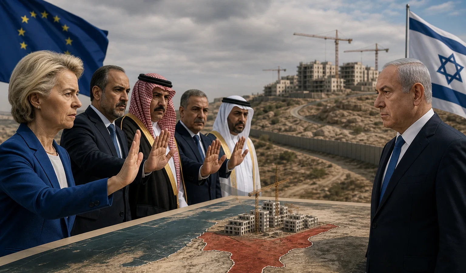 Ilustracja do artykułu: Unia Europejska i kraje arabskie potępiają budowę osiedla E1 przez Izrael