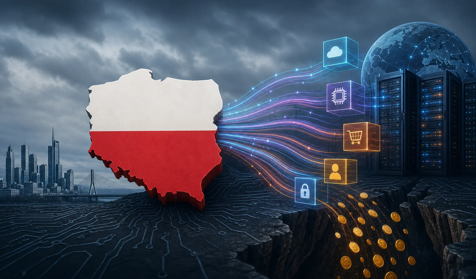 Ilustracja do artykułu: Suwerenność cyfrowa Polski w obliczu rosnącej zależności od technologii zagranicznych