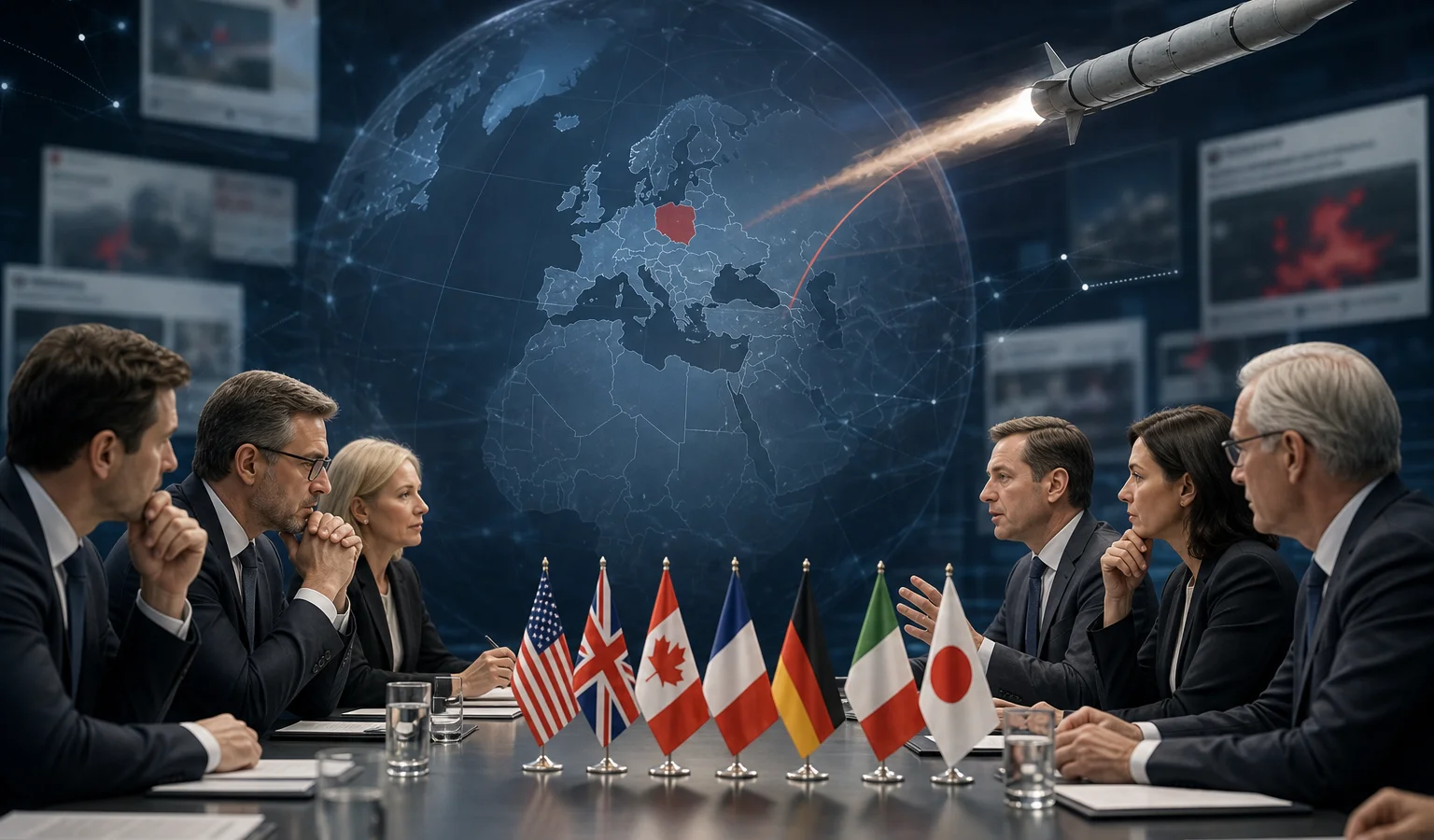 Ilustracja do artykułu: G7 potępia rosyjskie operacje informacyjne po incydencie z rakietą na Lubelszczyźnie