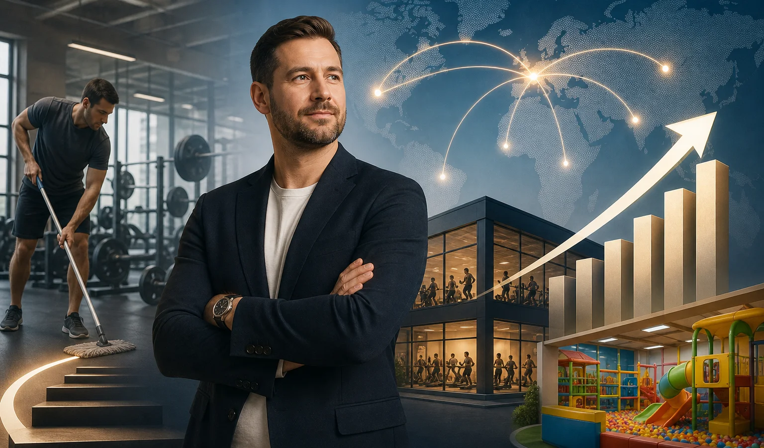 Ilustracja do artykułu: Od sprzątania siłowni do sieci 200 klubów fitness i 200 mln zł przychodu