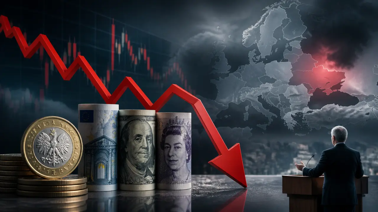 Ilustracja do artykułu: Złoty osłabia się do euro, dolara i funta na tle napięć geopolitycznych i danych z USA