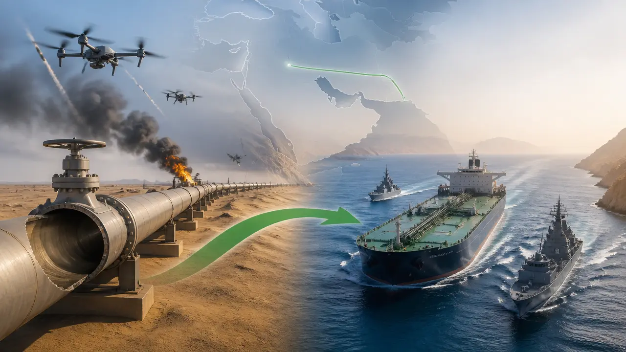 Ilustracja do artykułu: Krótkotrwałe zamknięcie saudyjskiego rurociągu naftowego East-West po atakach dronów