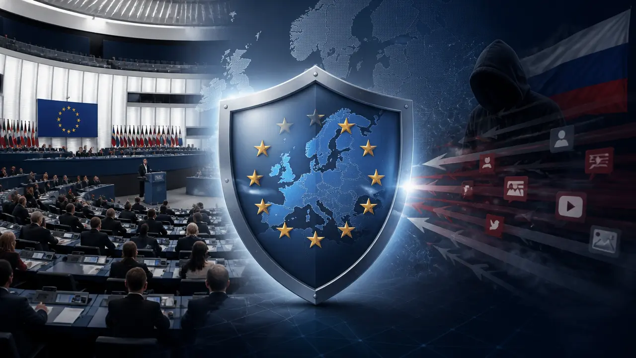 Ilustracja do artykułu: Parlament Europejski przyjął raport o Tarczy Demokracji, wskazując Rosję jako główne zagrożenie dla Europy