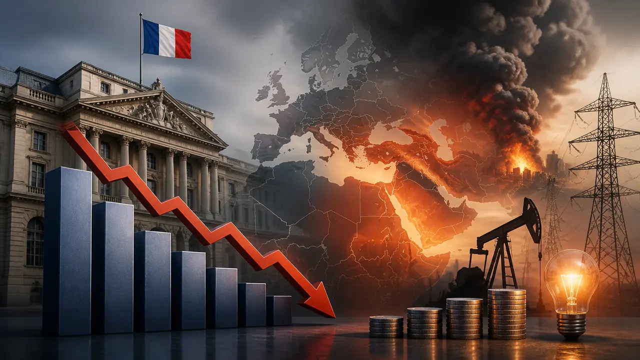Ilustracja do artykułu: Bank Francji obniża prognozę wzrostu gospodarczego z powodu rosnących cen energii i konfliktu na Bliskim Wschodzie
