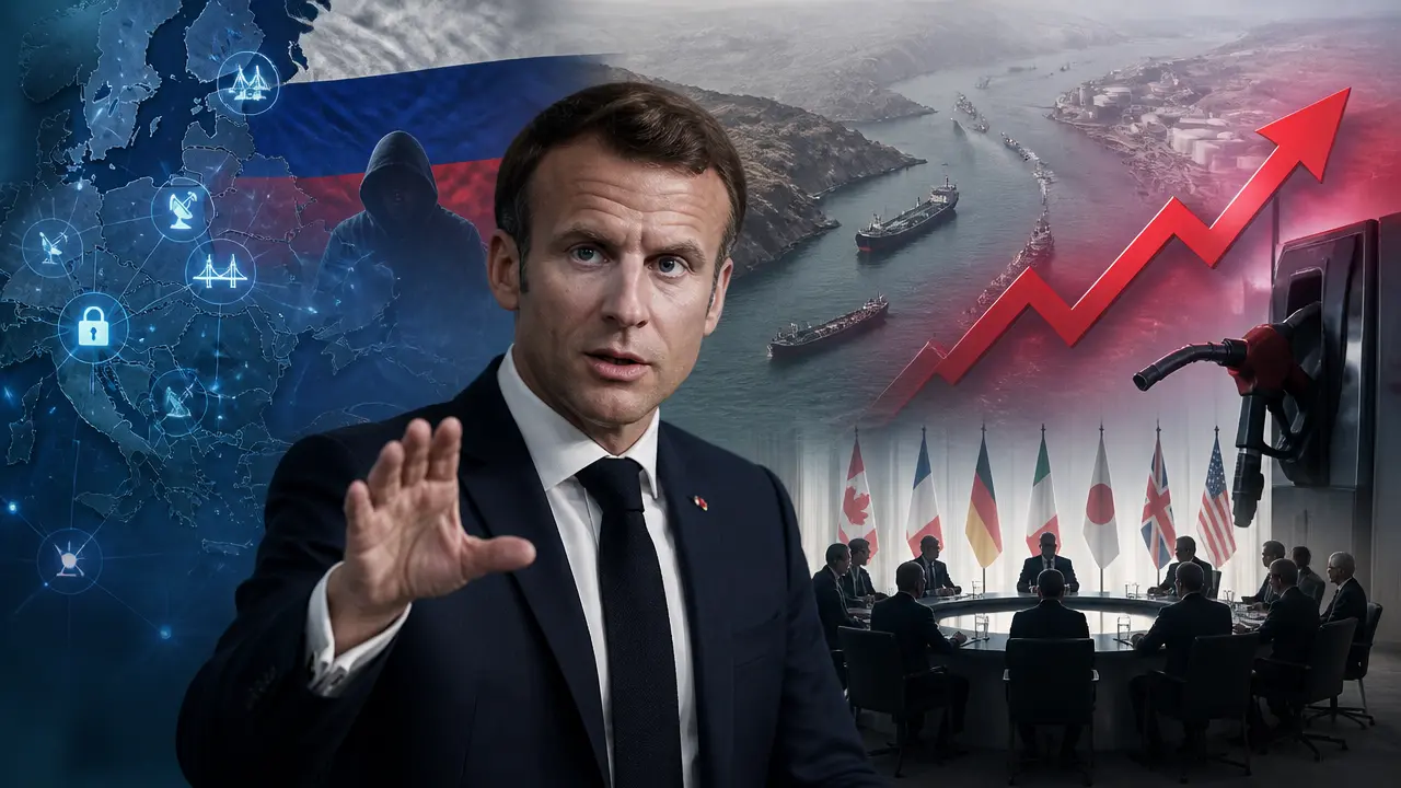 Ilustracja do artykułu: Macron ostrzega przed rosyjskimi zagrożeniami i zwołuje szczyt G7 w obliczu rosnących cen paliw