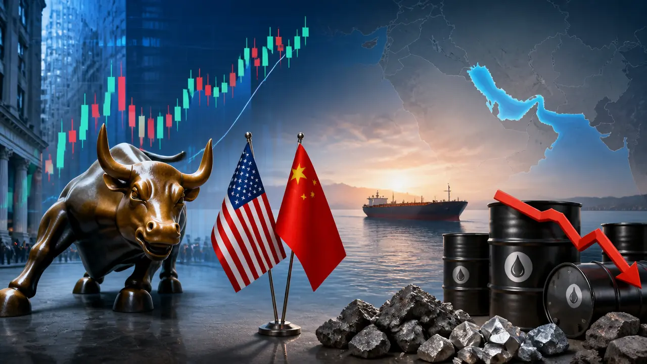 Ilustracja do artykułu: Wall Street blisko rekordów, ropa tanieje przed szczytem Trump-Xi