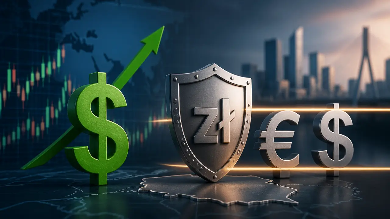 Ilustracja do artykułu: Dolar umacnia się, a złoty utrzymuje wsparcie wobec euro i dolara