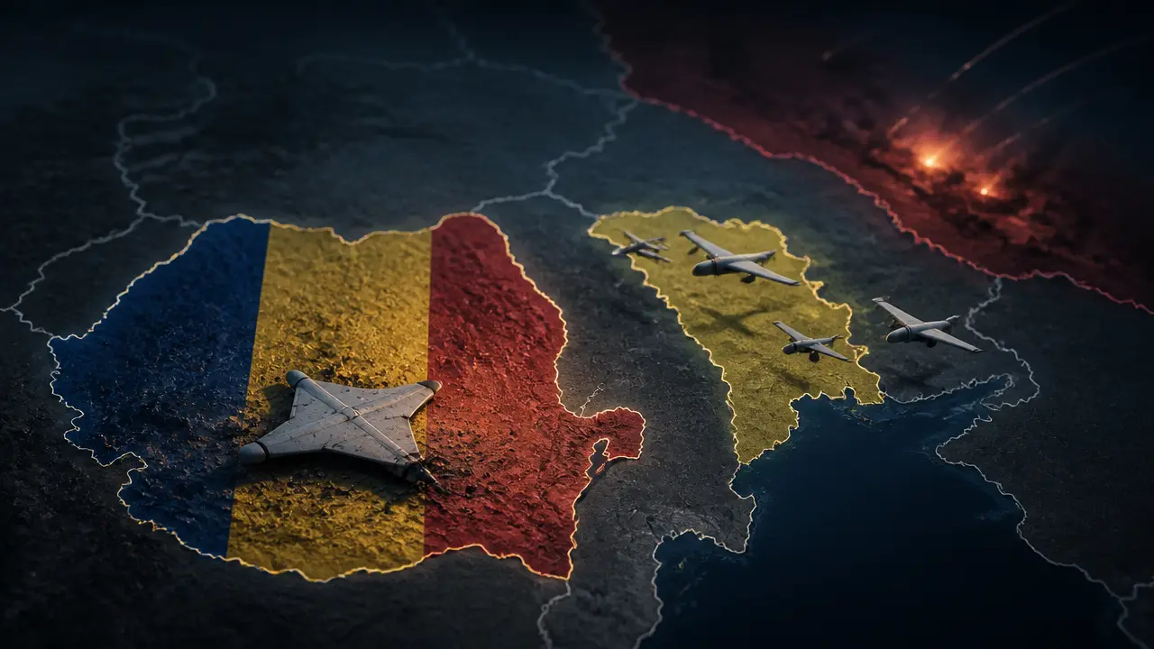 Ilustracja do artykułu: Rosyjskie drony naruszają przestrzeń powietrzną Rumunii i Mołdawii podczas ataków na Ukrainę