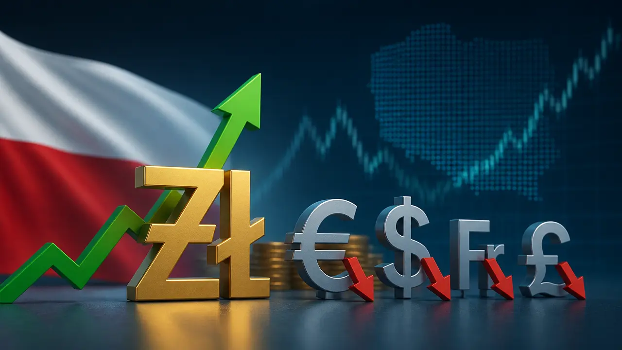 Ilustracja do artykułu: Złoty umacnia się po poniedziałkowych spadkach, euro i dolar tracą na wartości